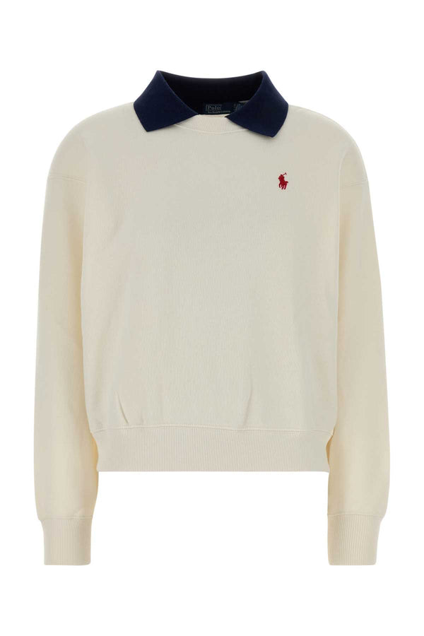 Ivory Cotton Blend Sweatshirt Warmwhite Exterior: Polyester Felpe