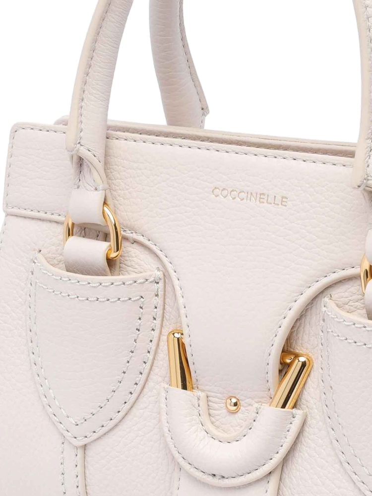 Coccinelle 100% Cow Leather shoulder bag in white