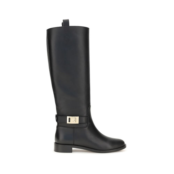 Ferragamo 100% Calf Leather Bos Taurus boot in black