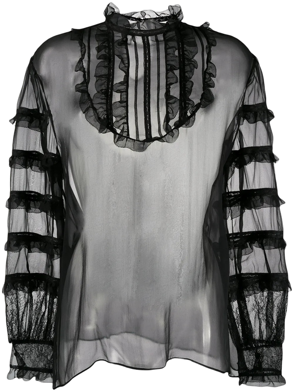 Valentino Silk-blend organza blouse in black