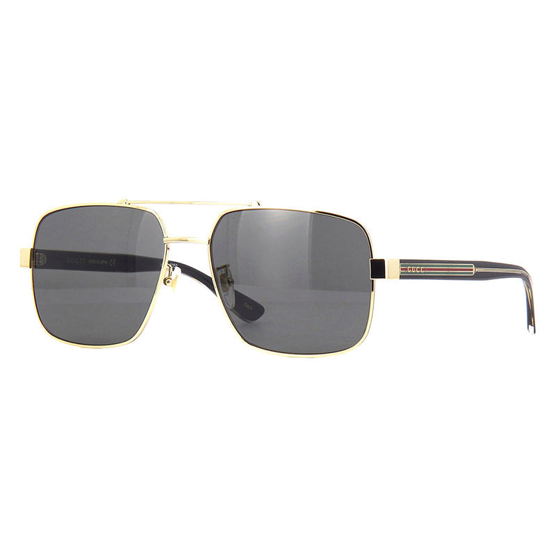 Gucci Sunglasses Aviator Full Rim, Gold Black Frame And Grey Lens Gg0529s001