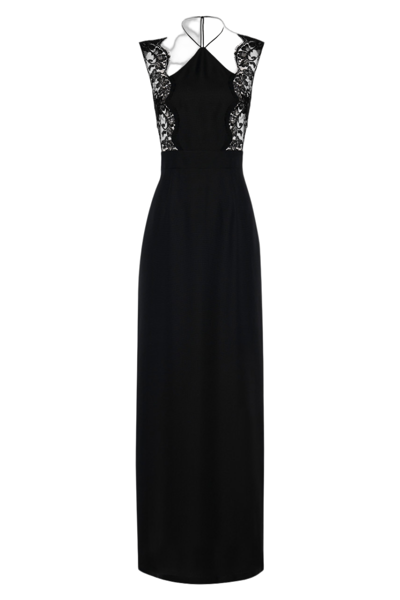 La Perla 100% Silk with Leavers lace panels nightgown in black