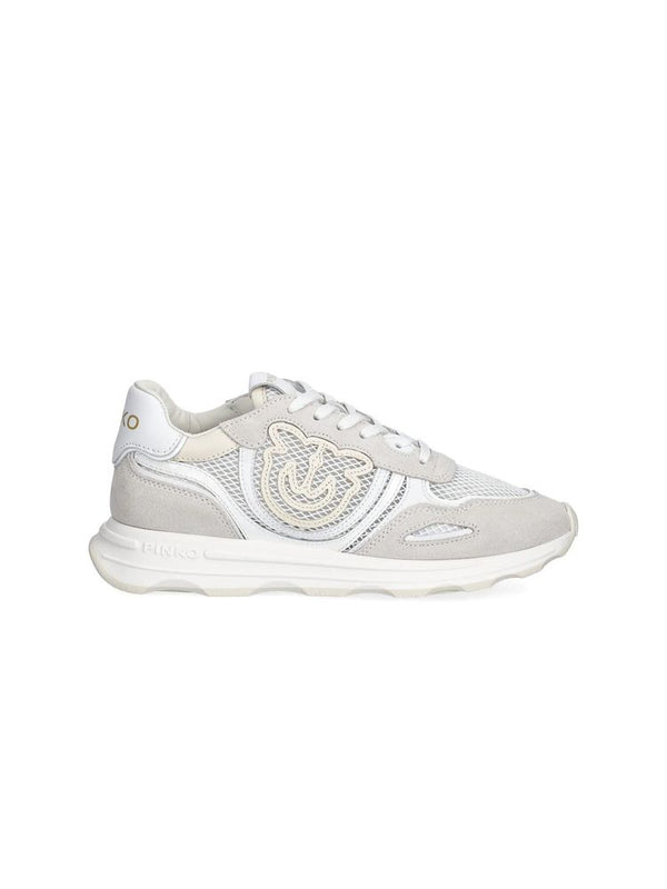 Pinko Upper: 50% cow suede/leather sneaker in white