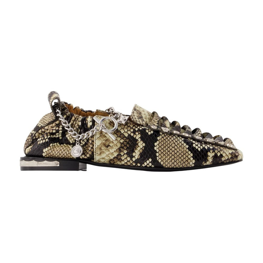 Aj1515 Loafers - Toga Pulla Leather Snake Print Printed Cowhide Shoes / Flat-shoes