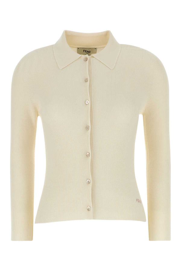 Cream Stretch Wool Blend Shirt Ivory Exterior: Silk Elastane Camicie