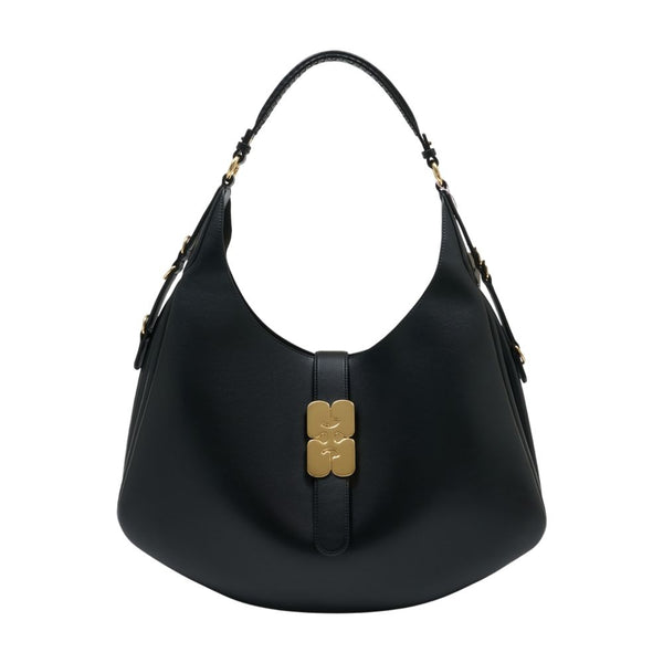 Ganni Calfskin shoulder bag in black