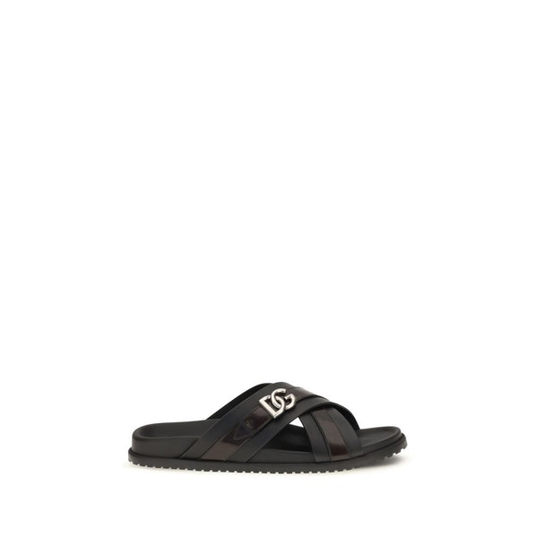 Dolce & Gabbana 100% Calf Leather Bos Taurus sandals in black