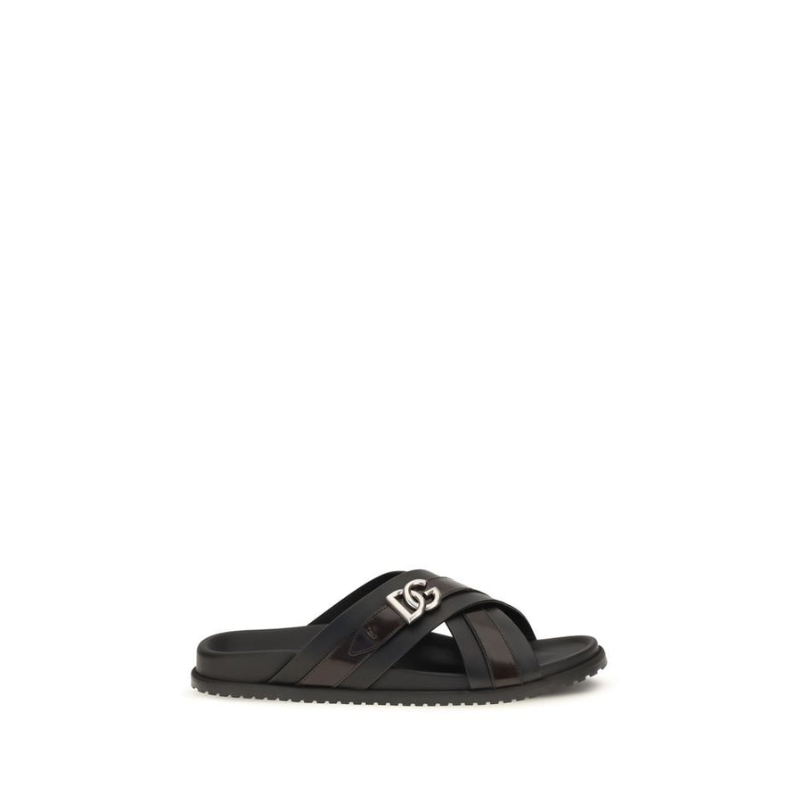Dolce & Gabbana 100% Calf Leather Bos Taurus sandals in black