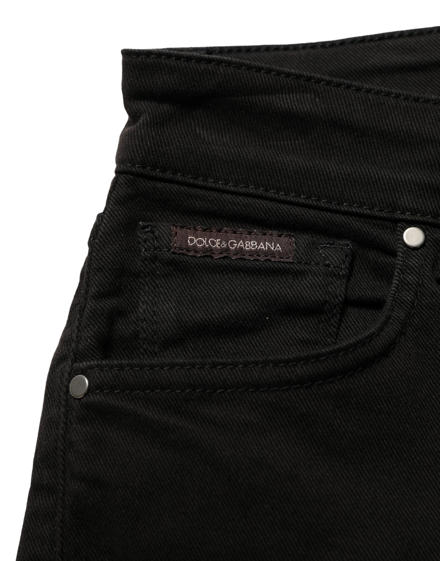 Black Cotton Stretch Skinny Denim Jeans Elastane Clothing