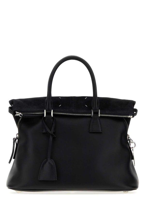 Maison Margiela Soft Exterior: 100% Leather top handle bag in black