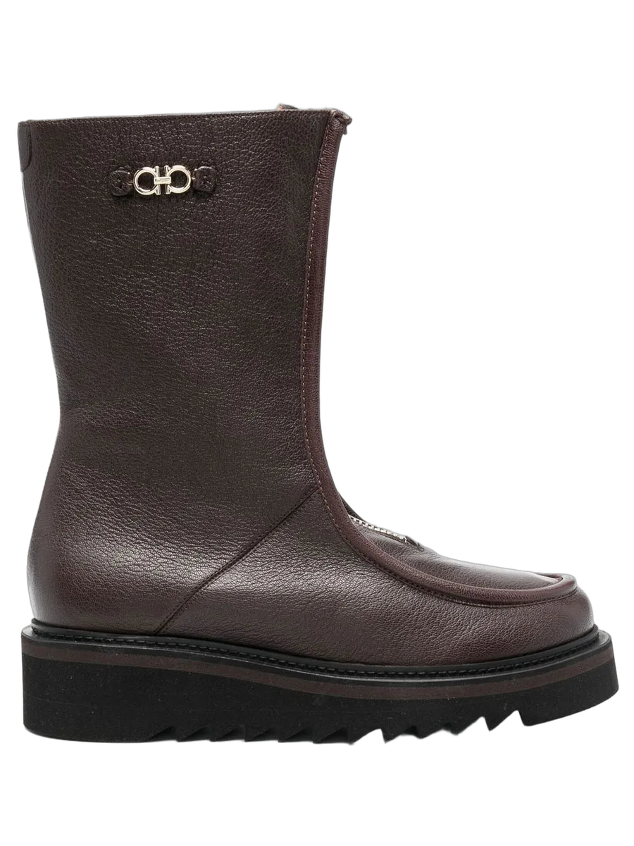 Ferragamo Calf leather ankle boot in brown