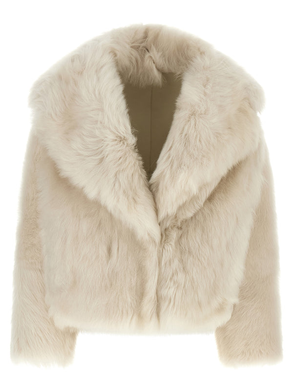 Blancha Long-haired Toscana shearling with inverted leather interior jacket in white