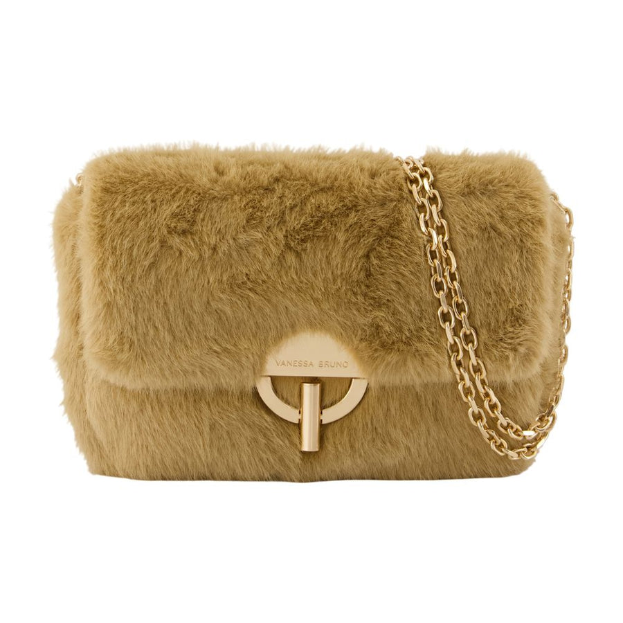 Vanessa Bruno Synthetic fur shoulder bag in beige