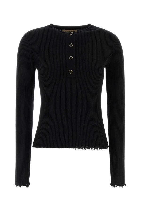 Black Cashmere Henley Sweater Exterior: Maglie