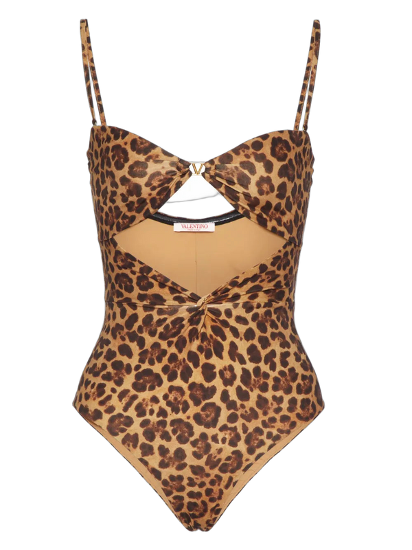 Valentino Stretch design swimsuit in brown