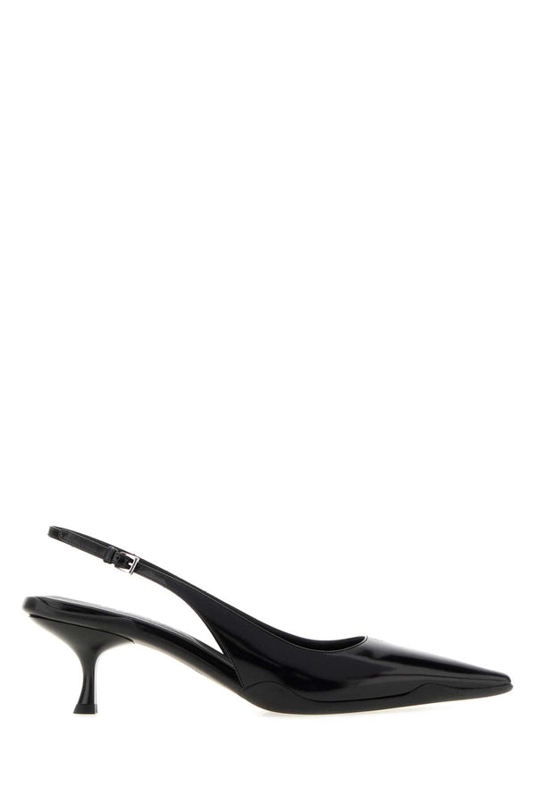 Black Leather Pumps Nero Scarpe Con Tacco
