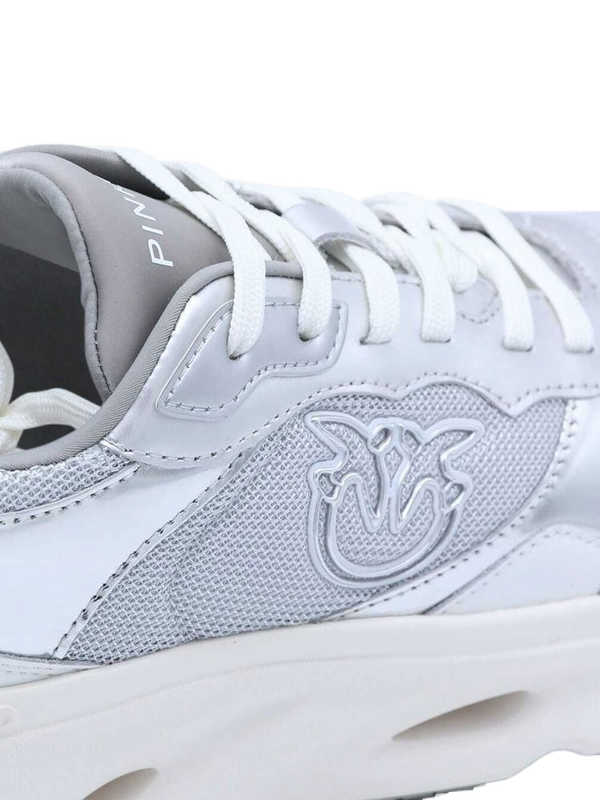 Pinko 61% calf leather (Bos Taurus) sneaker in silver