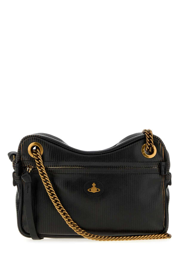 Black Leather Medium Dolce Shoulder Bag Aw26-black/beige Borse A Mano