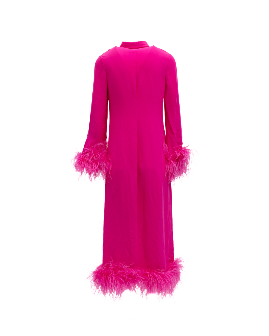 Pink Feather Hem Dress