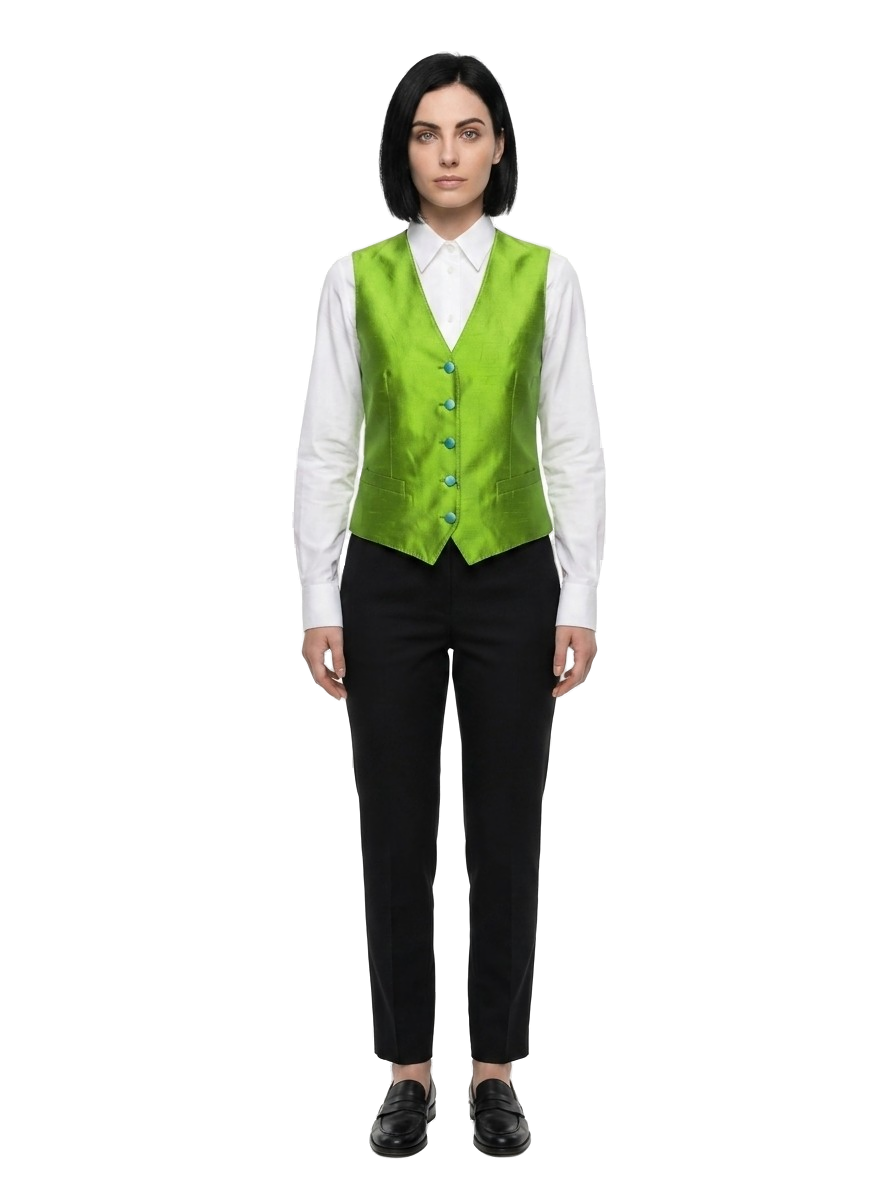 Green Elastane Waistcoat Clothing