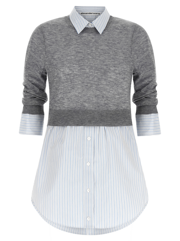 Alexander Wang 100% wool (top); cotton (undershirt) blouse in gray