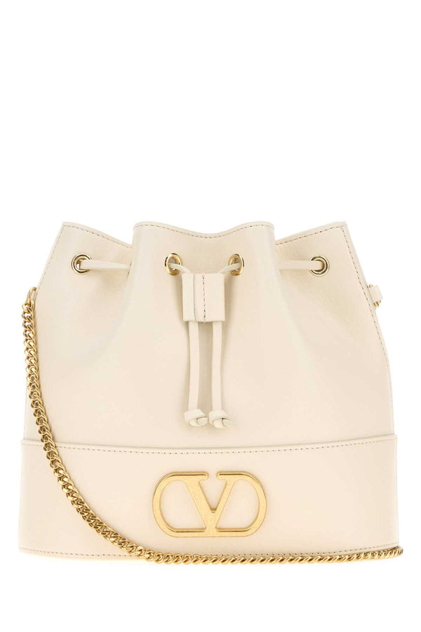 Ivory Leather Vlogo Signature Bucket Bag Lightivory Clutch