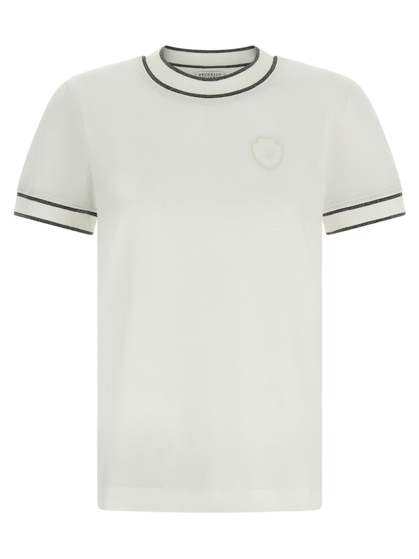 Brunello Cucinelli Cotton with flexible hand component t-shirt in white