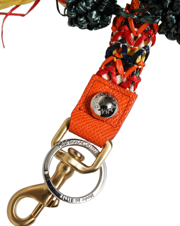 Raffia Leather Clasp Finder Chain Keyring Multicolor Accessory