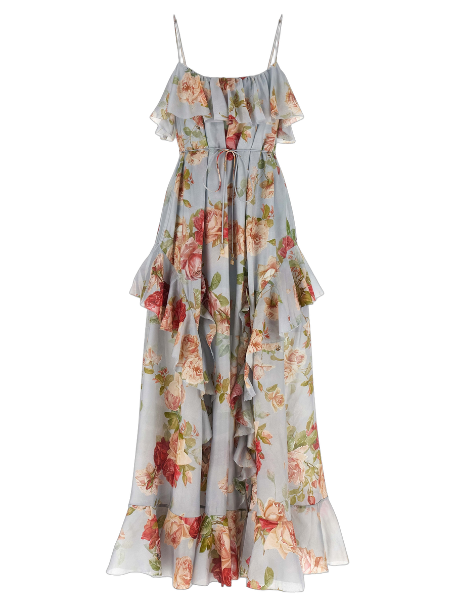 Zimmermann 100% silk habotai dress in gray