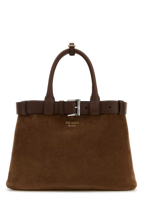Prada 100% Vitello top handle bag in brown