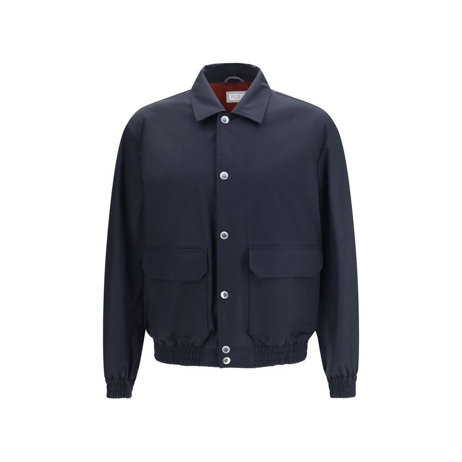 Blue Silk Biker Jacket Clothing
