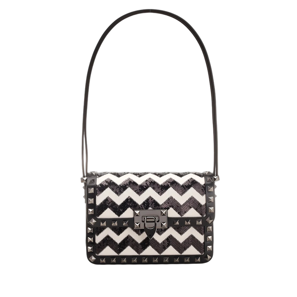 Valentino Garavani calf leather shoulder bag in black