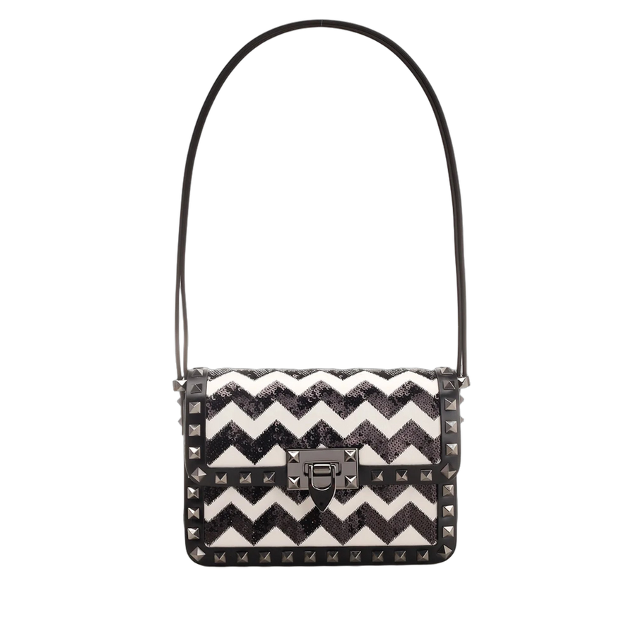 Valentino Garavani calf leather shoulder bag in black