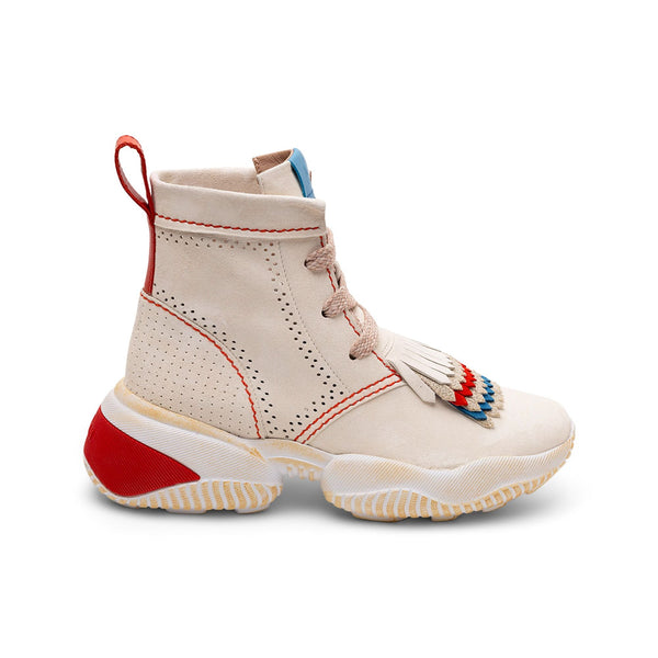 Hogan Leather and suede high-top sneaker in beige