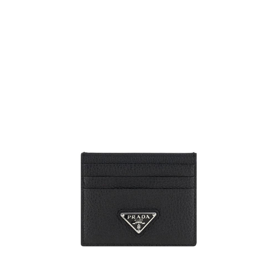 Prada 100% Calf Leather Bos Taurus card case in black