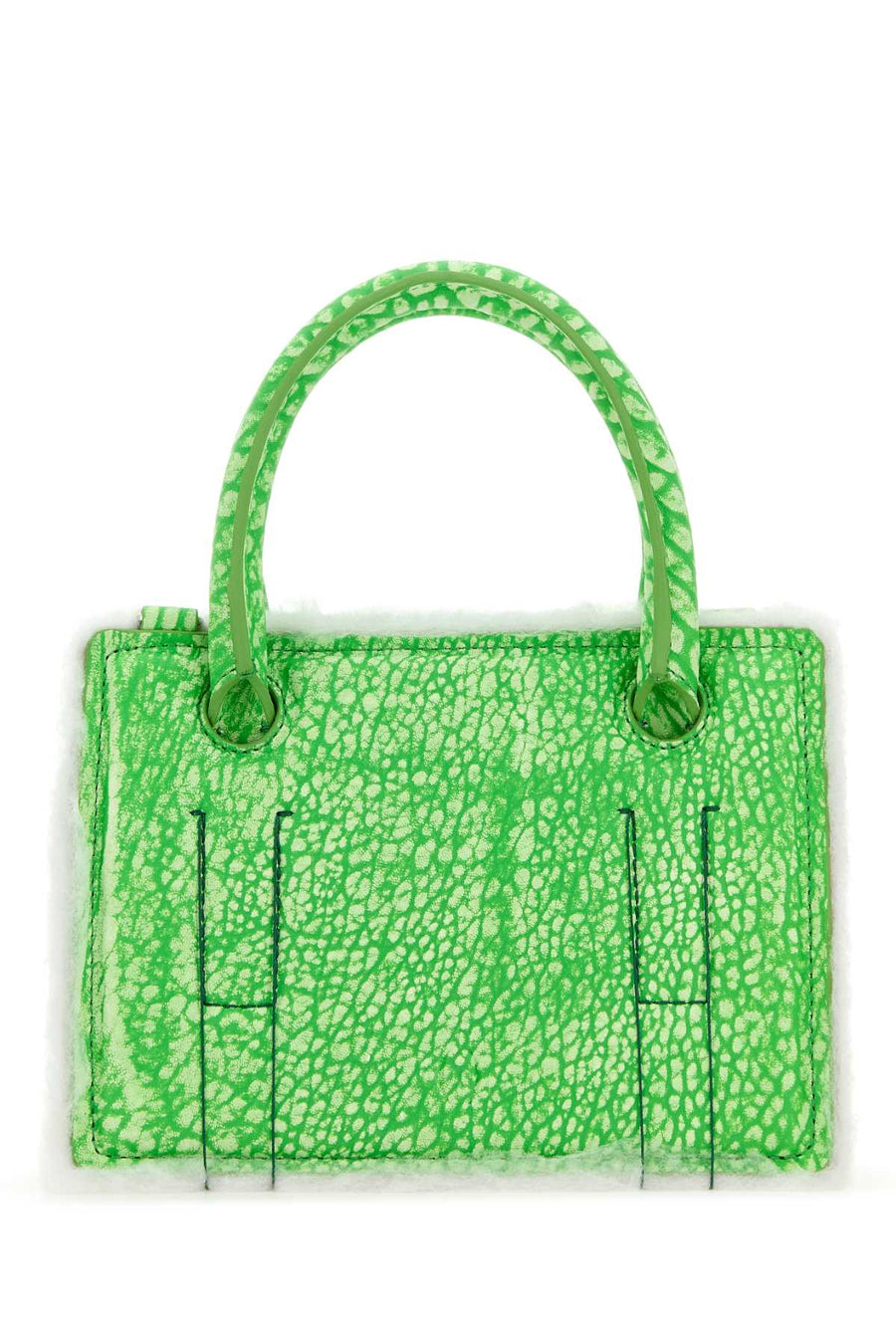 Dentro Exterior: 100% Leather top handle bag in green