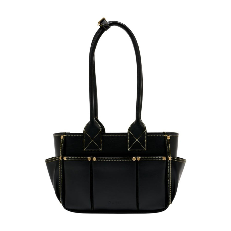 Ganni Calfskin shoulder bag in black