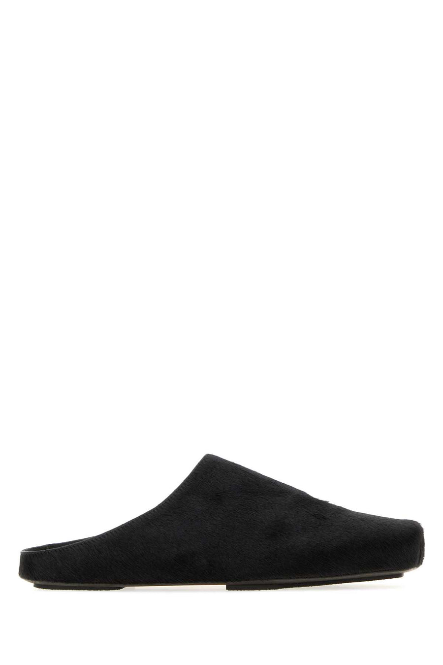 Black Calf Hair Slippers