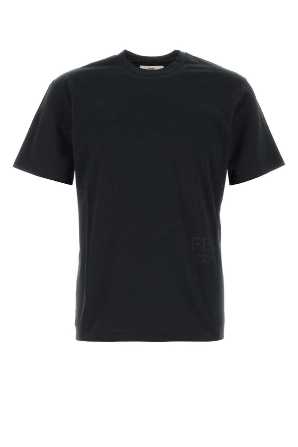 Black Cotton T-Shirt Nero/grigio Exterior