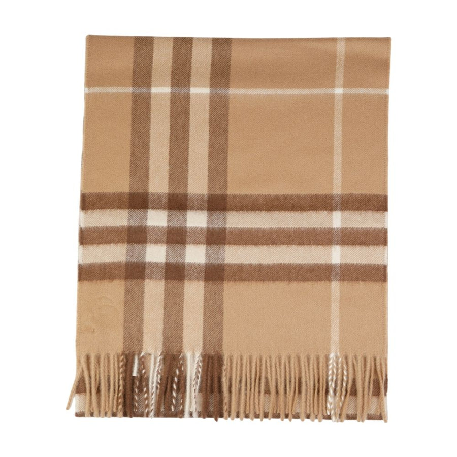 Mu Giant Check Scarf - Burberry Cashmere Brown Accessories /