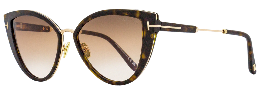 Tom Ford Cat Eye Sunglasses Tf868 Anjelica-02 52f Dark Havana-Gold 57mm Ft0868 Havana/gold Plastic (acetate)/metal