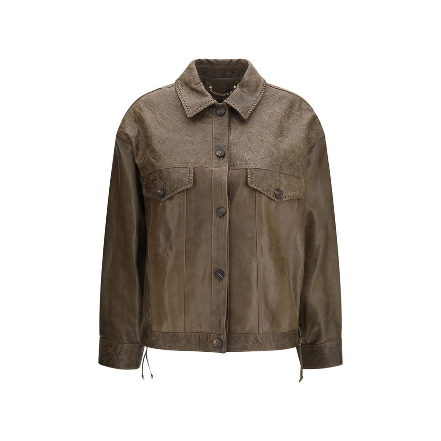 Brown Calf Leather Bos Taurus Jacket Clothing