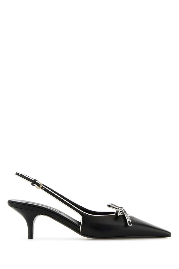 Miu Miu 100% Leather (Agnello) slingback heel in black