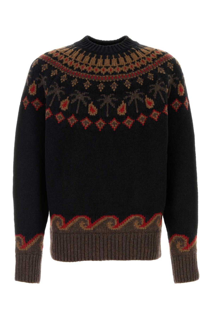 Embroidered Wool Sweet Winter Sweater Blackmulticolor Exterior: Virgin Maglie