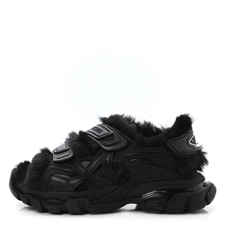 Balenciaga Faux fur sandal in black