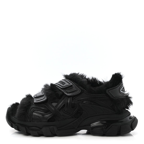 Balenciaga Faux fur sandal in black