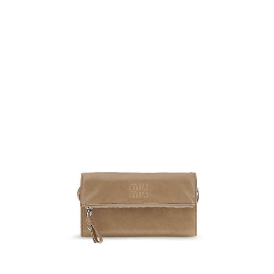 Miu Miu 100% Calf Leather Bos Taurus wallet in beige
