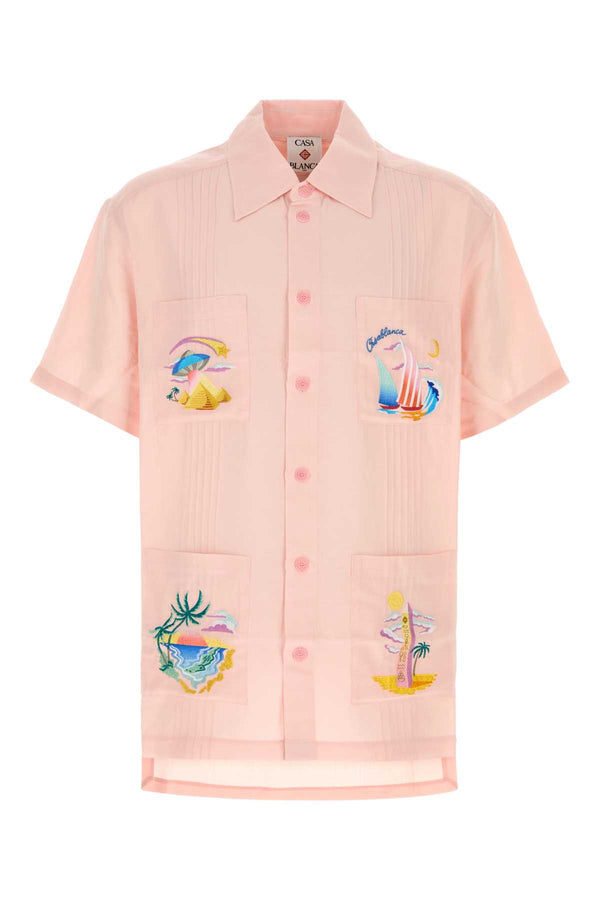 Pink Viscose Blend Shirt Exterior: Linen Maglieria