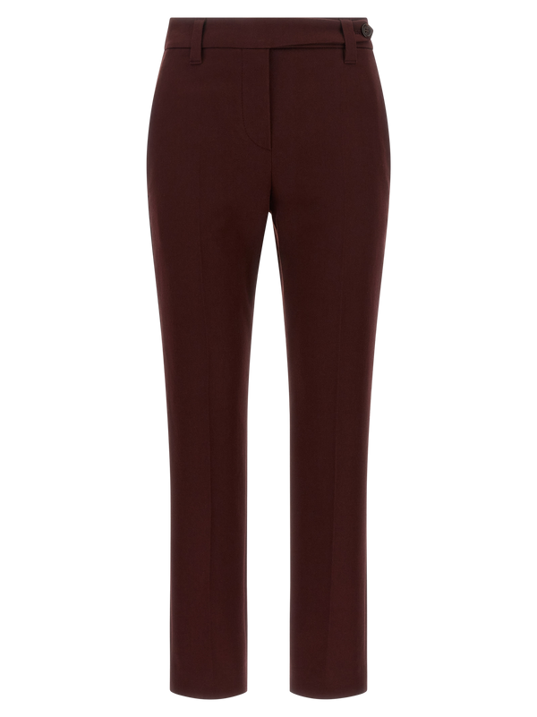 Brunello Cucinelli 97% cotton trousers in burgundy