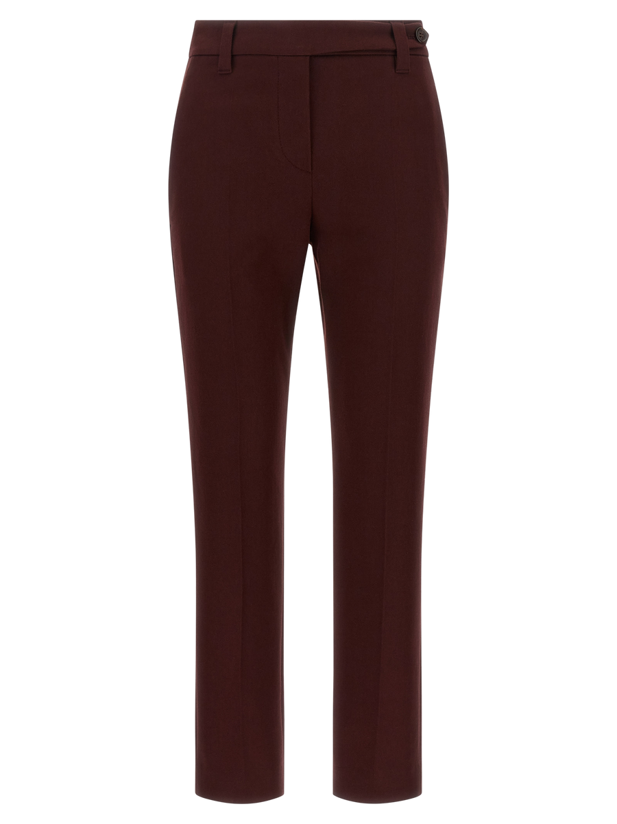 Brunello Cucinelli 97% cotton trousers in burgundy
